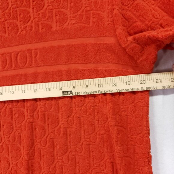 Dior Oblique Jacquard T-Shirt Womens Medium Orange Terry Crew Neck Cotton - Picture 7 of 14